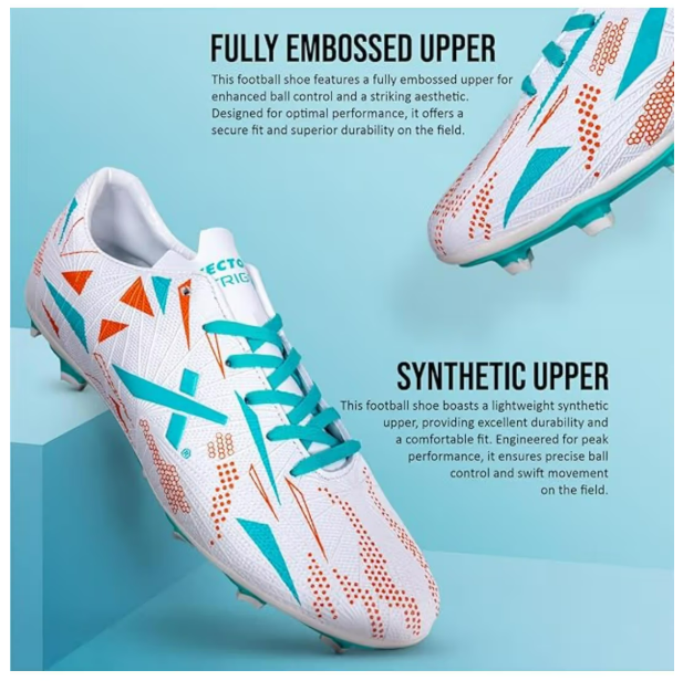 VECTOR X TRIGGER 3D TEXTURED FOOTBALL SHOE STUDS – WHITE & AQUA 3 Vector X Trigger 3D Textured Football Shoe Studs – White & Aqua - Image 3